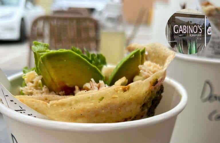 chicken and avocado crepe in a cup from the gluten-free Palm Springs restaurant gabino's creperie