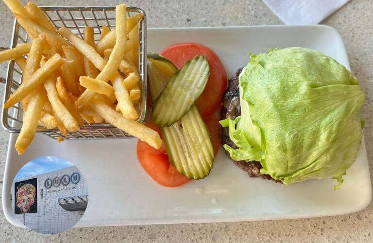 gluten-free burger from Palm Springs restaurant lulu's California bistro