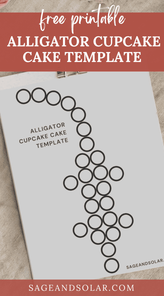 Pinterest image of free alligator cupcake cake template free printable