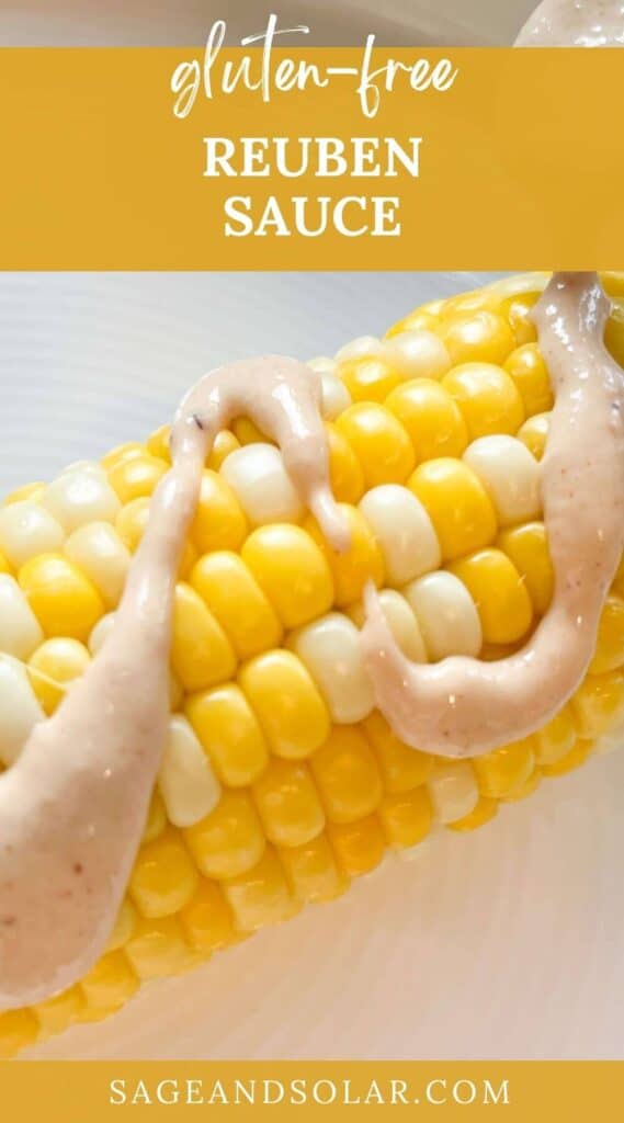 sauce drizzled over a cob of corn
