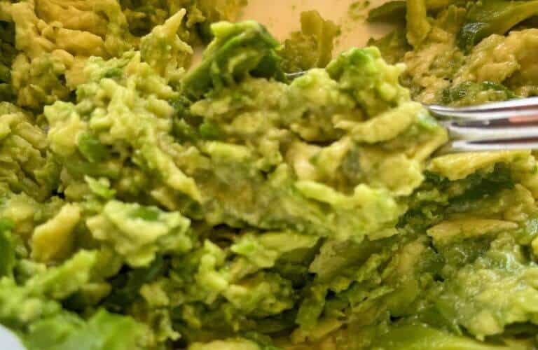 mashed avocado for guacamole dip