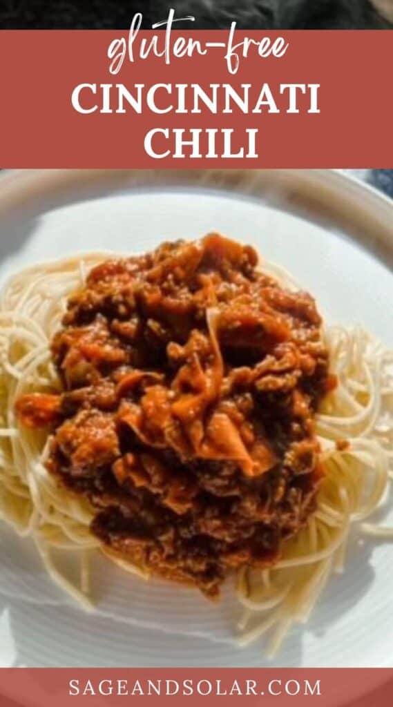 Cincinnati chili meat sauce over spaghetti