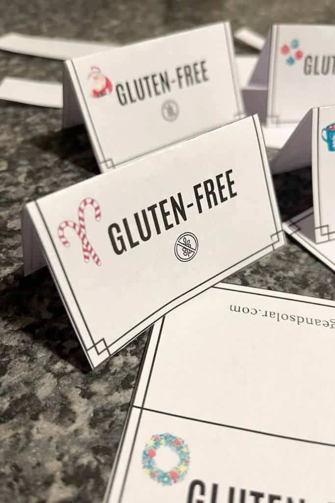 wheat-free allergy cards for Christmas feasts