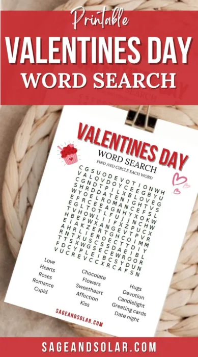 Valentine's Day word search