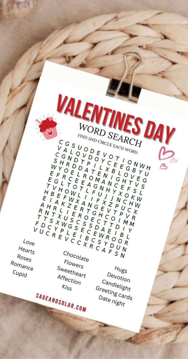 Free Valentine’s Day Word Search Printable
