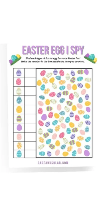 Explore the joy of Easter with a complimentary printable filled with I Spy challenges and delightful hidden eggs.