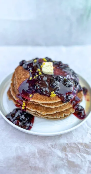 Experience a symphony of flavors with our gluten-free sourdough discard pancakes, infused with vibrant lemon and luscious blueberries!