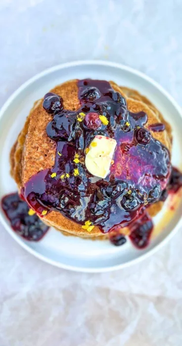 Elevate your breakfast game with our gluten-free lemon-blueberry sourdough discard pancakes!