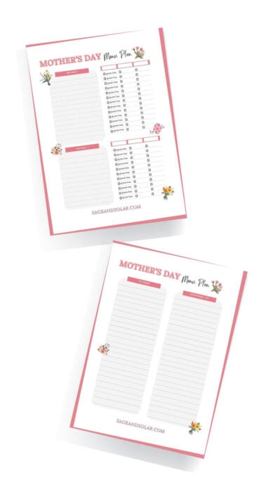 Mother's Day menu planner templates with a focus on gluten-free options for a healthy celebration