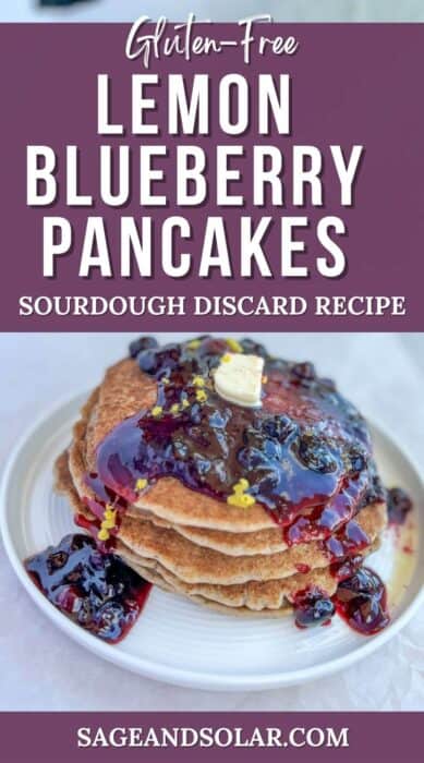 Savor the goodness of homemade gluten-free sourdough discard pancakes infused with zesty lemon and bursting blueberries!