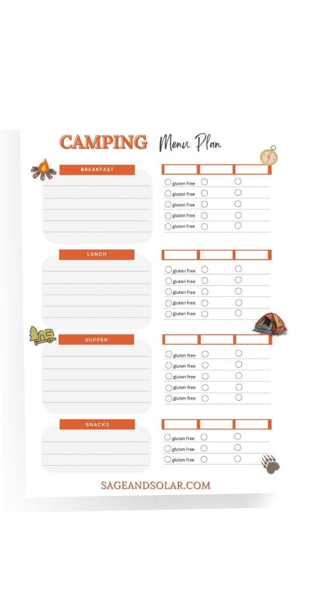 Free Printable Camping Meal Planner Template For Allergies Sage Solar Free Printable Camping Meal Planner Template For Allergies Sage Solar