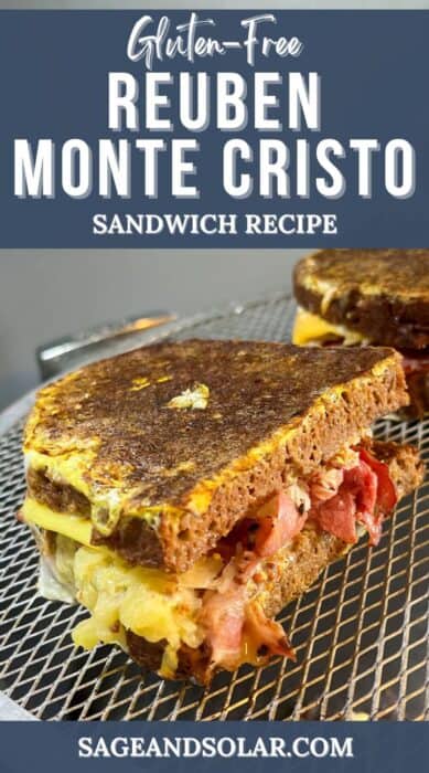 A gluten-free Reuben Monte Cristo sandwich ready to serve.