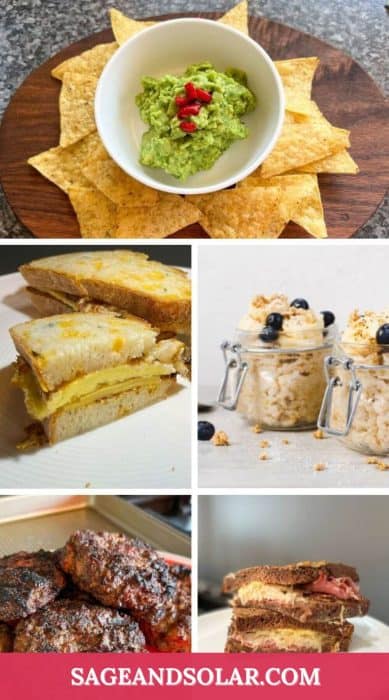 guacamole, fried egg sandwiches, oatmeal, grilled burgers and a grilled gluten-free Reuben sandwich are featured for a list of homemade gluten-free snack ideas for road trips