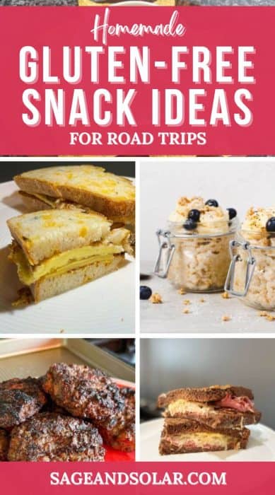 Homemade Gluten-Free Snack Ideas for Road Trips including sandwiches, breakfast ideas, and savory items.